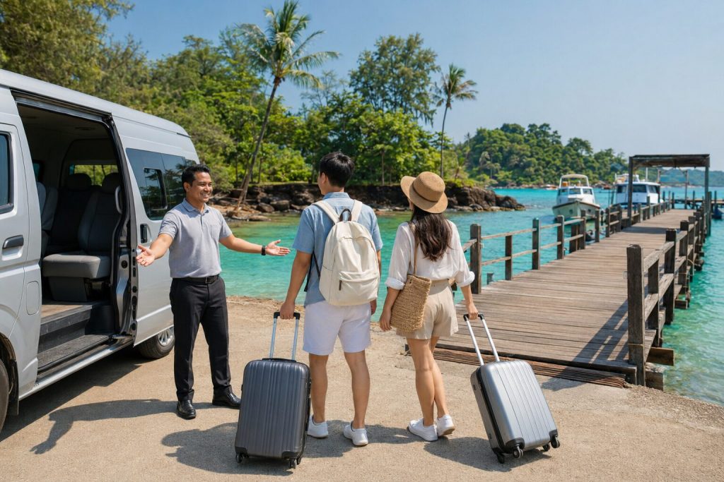 รถรับส่งท่าเรือเกาะกูด รับนักท่องเที่ยวพร้อมสัมภาระ
